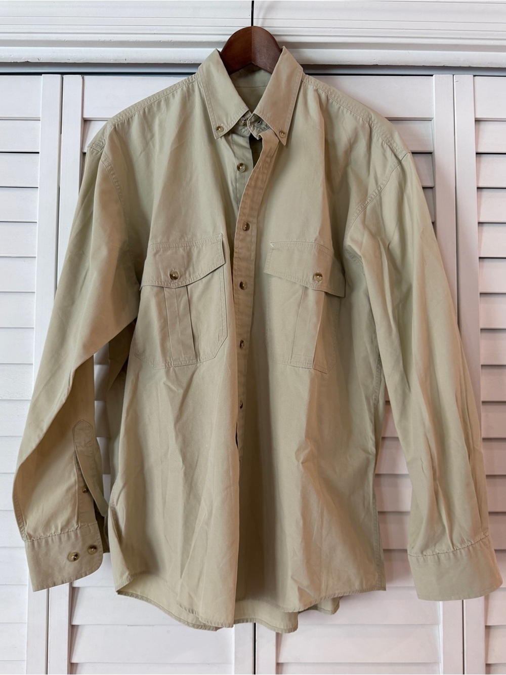 Timberland Weathergear Khaki Cotton Twill Long-Sleeve Utility Shirt - Size S
